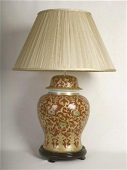 ALEXANDERS  35/46 CM  GOLD ARABESQUE/RED TEMPLE JAR LAMP